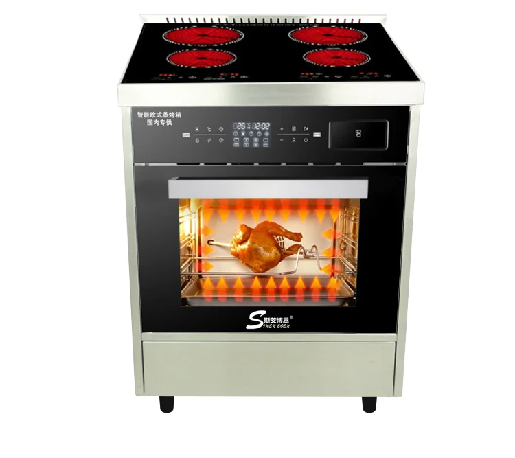 
Factory wholesale stainless steel kitchen samart oven with 4 hot plate pizza bakery bread oven electric stove with electric oven 