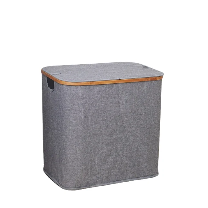 Collapsible Sundries Laundry Bag Bamboo Handles Hamper Moisture-proof Felt Storage Basket