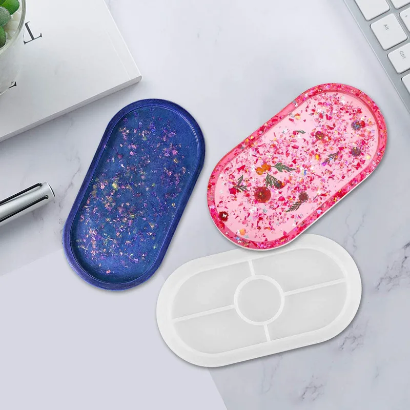DIY Tray Silicone Resin Mold - Oval Jewelry Making Molds, Clear Epoxy Resin Casting Mold for DIY Jewelry Container Ring