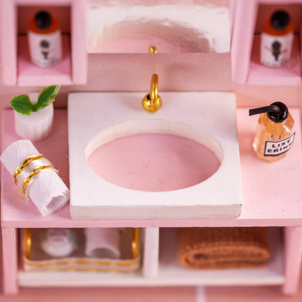 IIECREATE Puzzle DIY Toys Wooden Mini DIY Kit Simple Doll House Furniture 3D Miniature Style Accessories Doll House