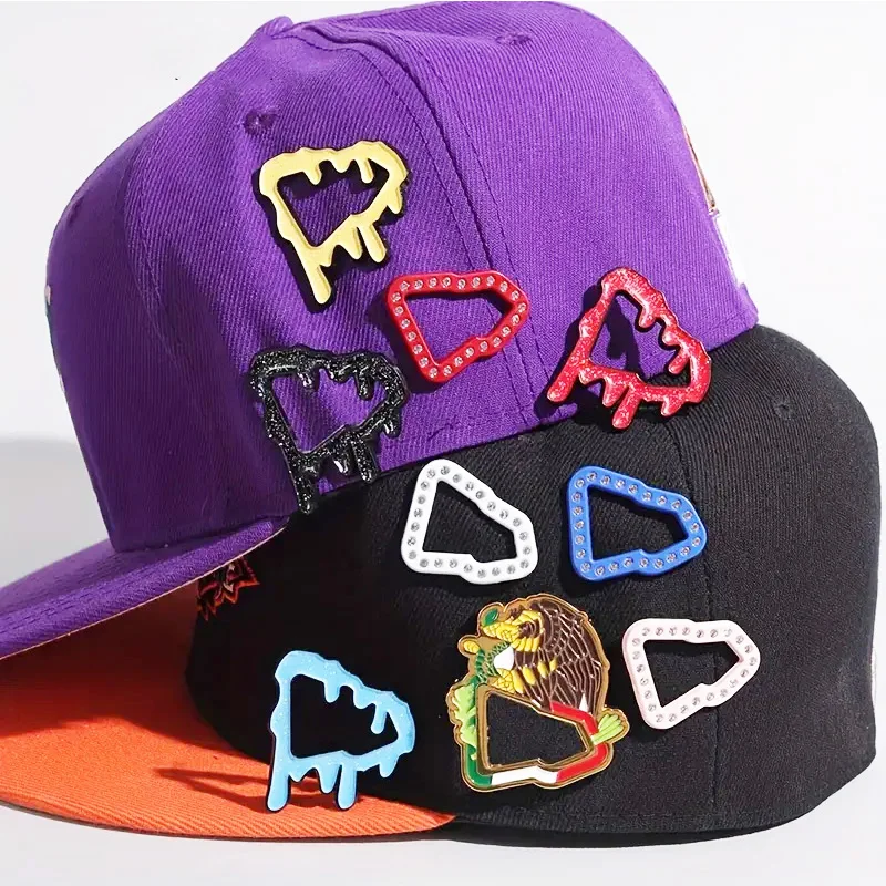 Wholesale Stocks Customized Metal Hard Enamel Pins Hats Decoration Mexican Custom Hat Pin Border Logo Diamond Frame Hats Pin