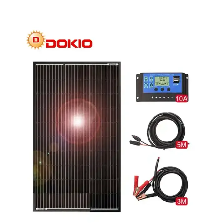 DOKIO 18 В 100 Вт черная солнечная панель комплект для дома водонепроницаемый монозарядный аккумулятор 12 с контроллером 10 А 8 м кабель