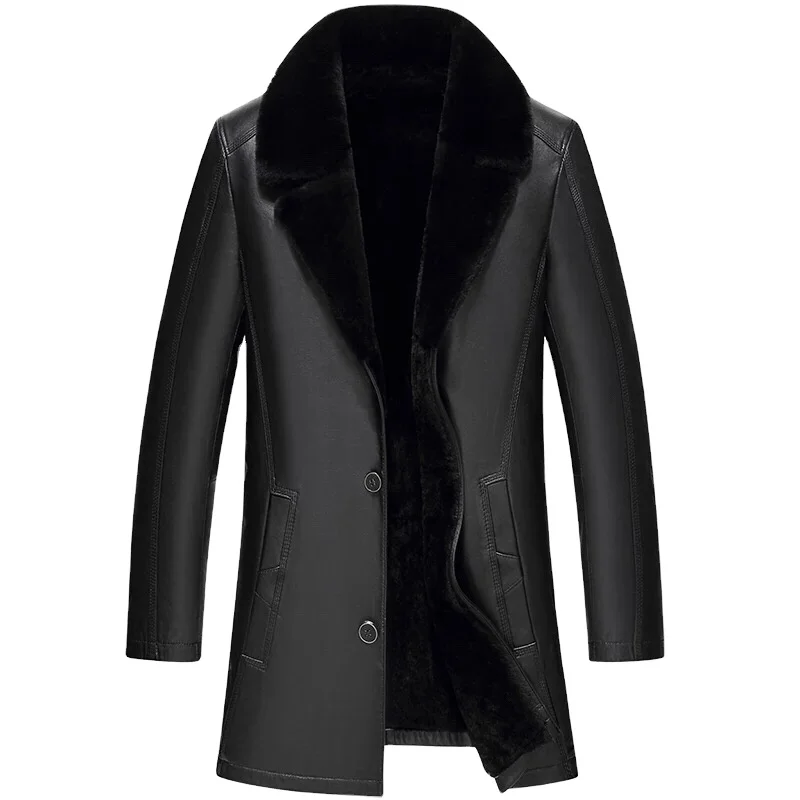 Jackets Casual Outwear MT858 Real Sheep Leather Fur New Fashion Inside Lining Fall Winter with Real Wool Men Slim Woven Raw