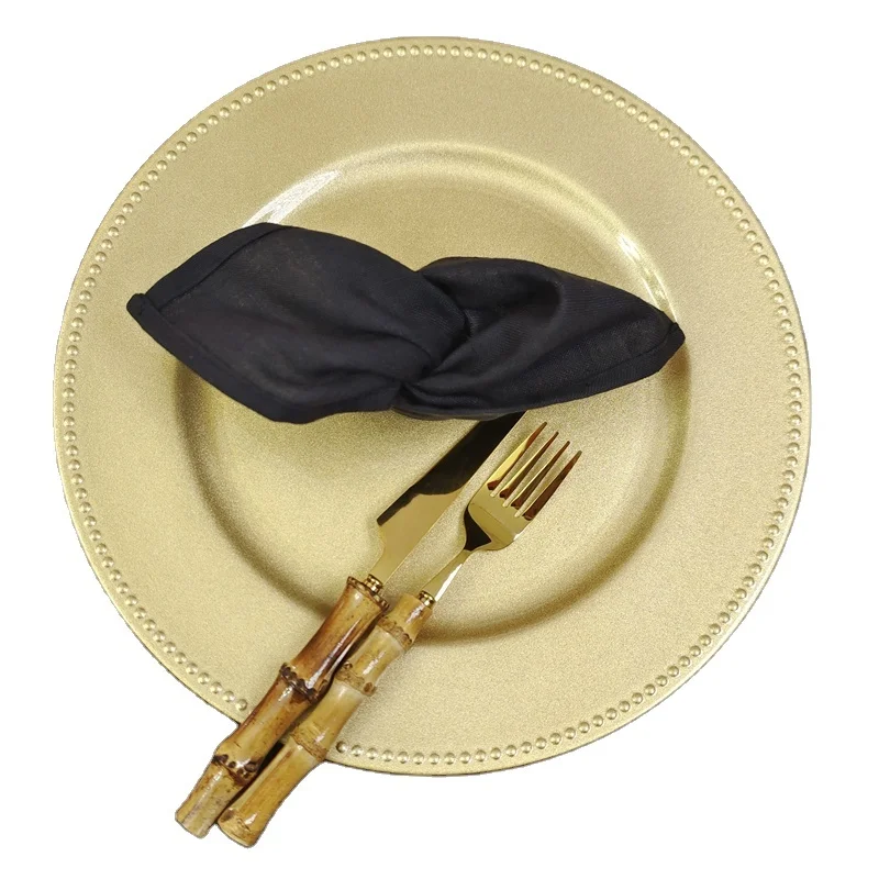 new design13 inch Wedding  gold beaded plastic charger plates in wholesale