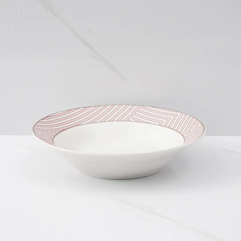Hot Creative porcelain printed bowls,  tableware set European and American pink butterfly underglaze color tableware set