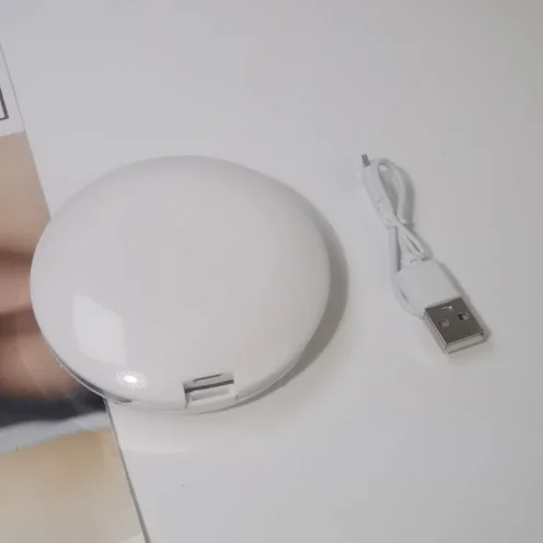 bling luxury diamond round LED rechargeable cosmetic compact pocket makeup mirror