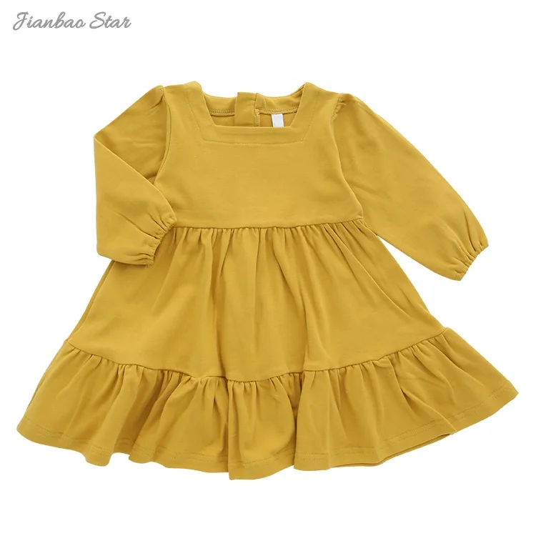Wholesale custom design baby kids long sleeve dress lovely baby romper set autumn solid color fashion baby girl skirt
