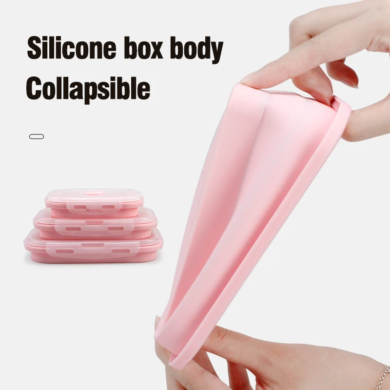 BPA free 4 sets foldable food storage Microwave containers Collapsible silicone lunch boxes