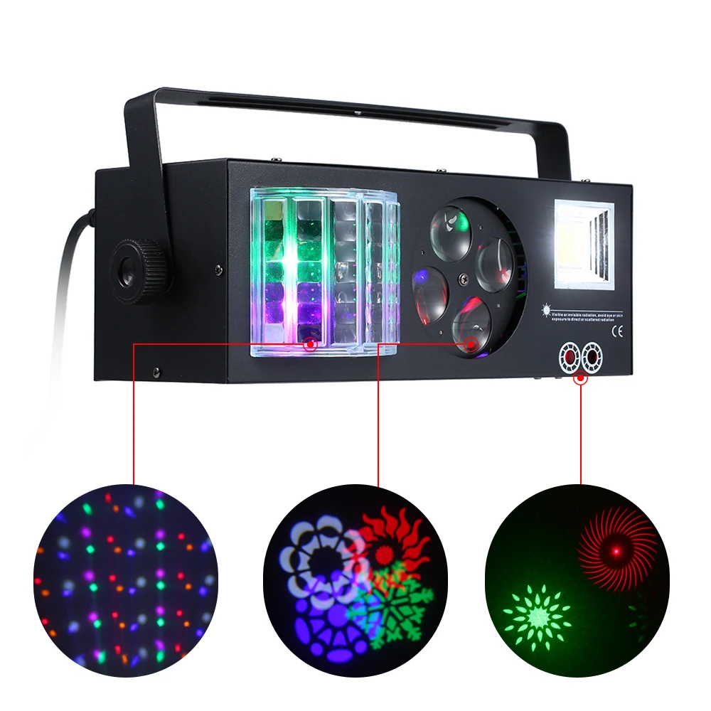RGBW 4 in 1 Mixed Lighting Effects LED Pattern Strobe Light DMX Remote Control DJ Disco Party Stage Lights