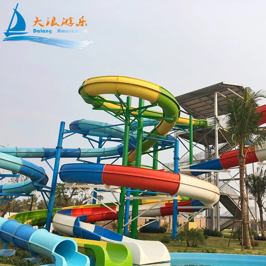 Dalang Brand Water Park Equipment Spiral Water Slide Theme Park Rides Amusement Park Equipment Fiberglass Water Slide Parts