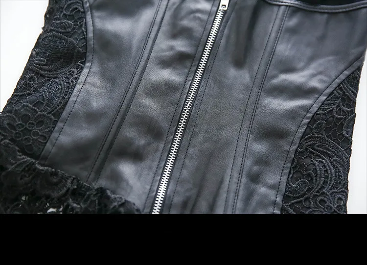 Сексуальное белье для бурлеска готический корсет из искусственной кожи в стиле стимпанк большие размеры Черное Кружевное Бюстье корсаж Топ