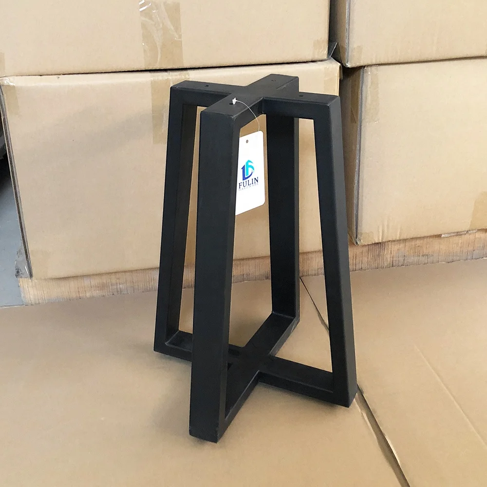 Black Dinning Large Cross Frame Wrought Pedestal Coffee Industrial Cast Iron Restaurant Dining Metal Table Base