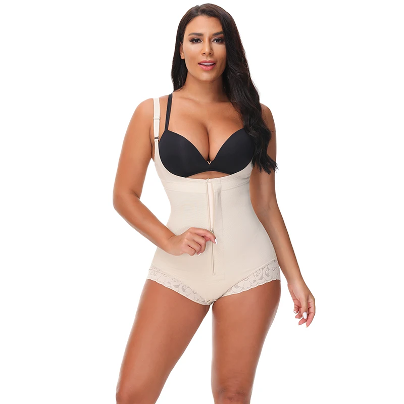 Wholesale 2021 Hourglass Zipper Tummy Control Colombianas Women Bodyshapers De Mujer Fajas Body Shaper Thong Shapewear Bodysuit