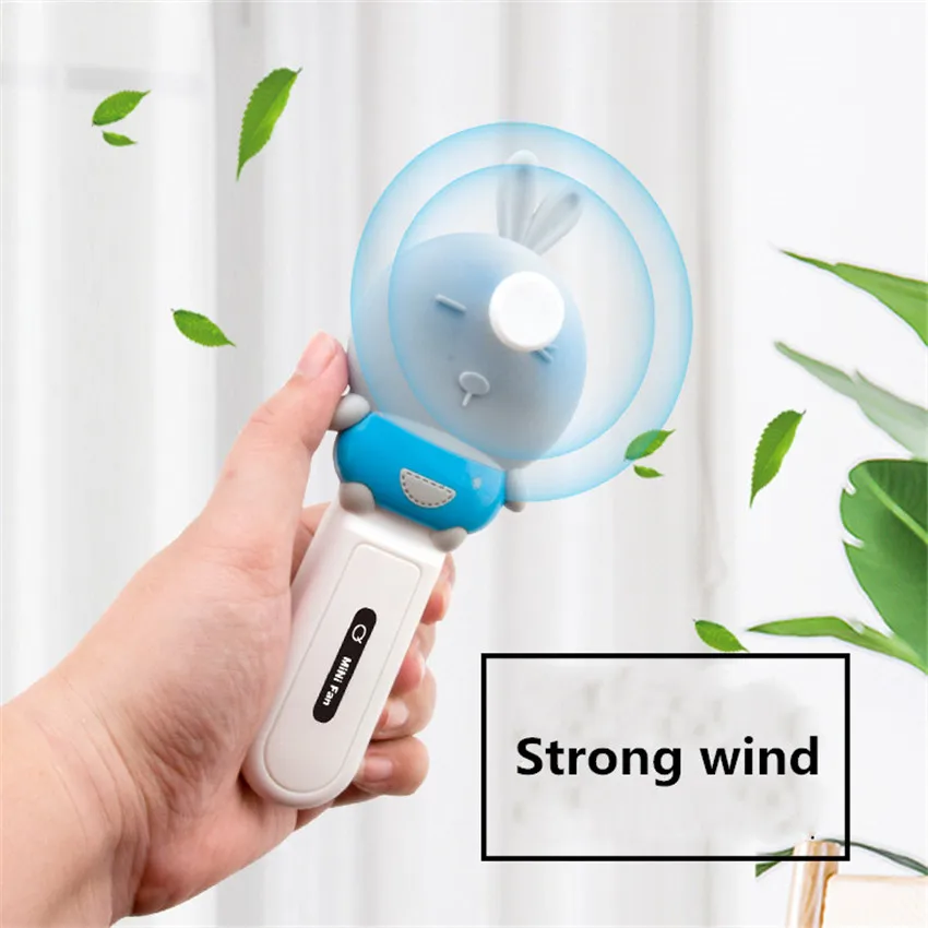 USB charging mini cartoon Grey Rabbit shape electric fan portable handheld fan blade foldable