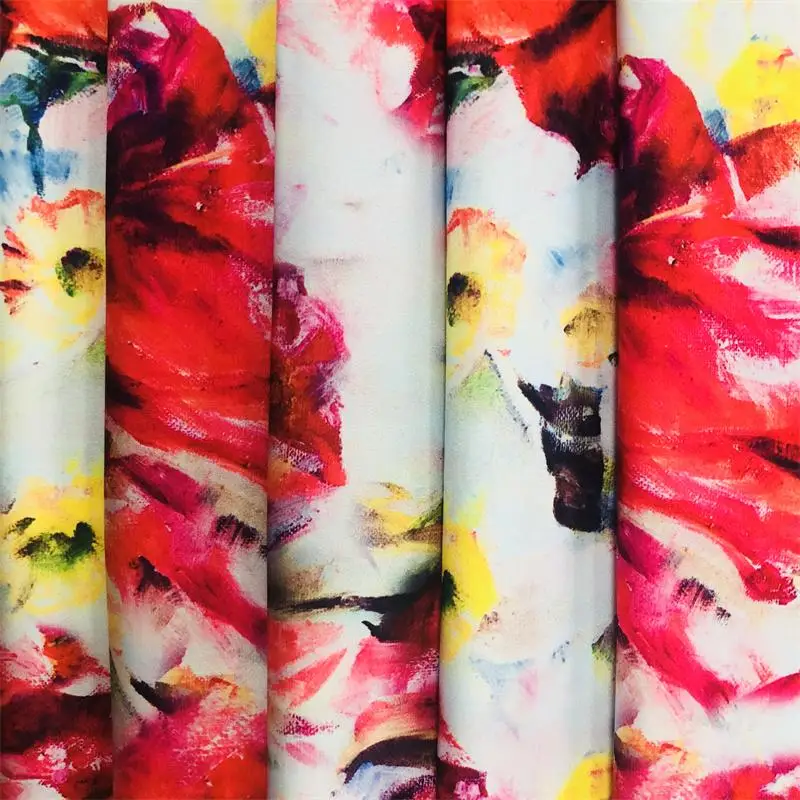 Wholesale Fabrics Suppliers Custom Print Fabric Poly Silk Satin Chiffon Fabric For Dress