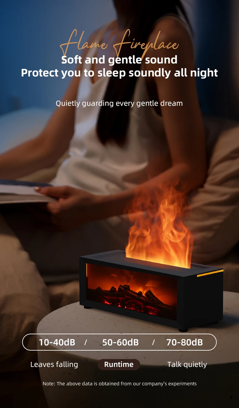 2024 New Release unique high end fireplace shape flame humidifiers innovation 7-Color flame oil essential Aroma Diffuser