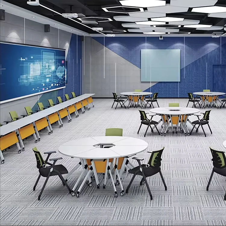 Good price office furniture movable folding training desk foldable steel conference table meeting room learning training desk