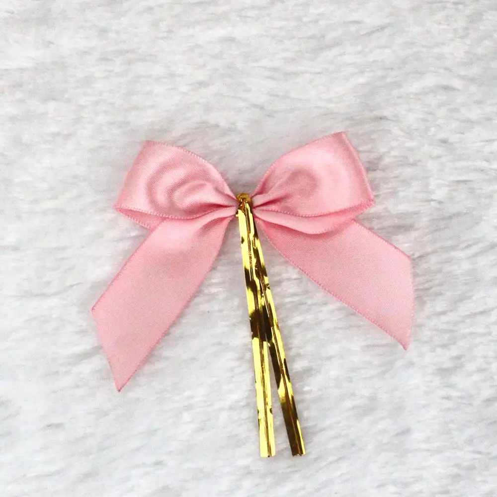 Colourful Ribbon Bows Decoration/pre Tied Bow Gift Bow with Wire Twist Tie/pretied Twist Tied Candy Satin Christmas