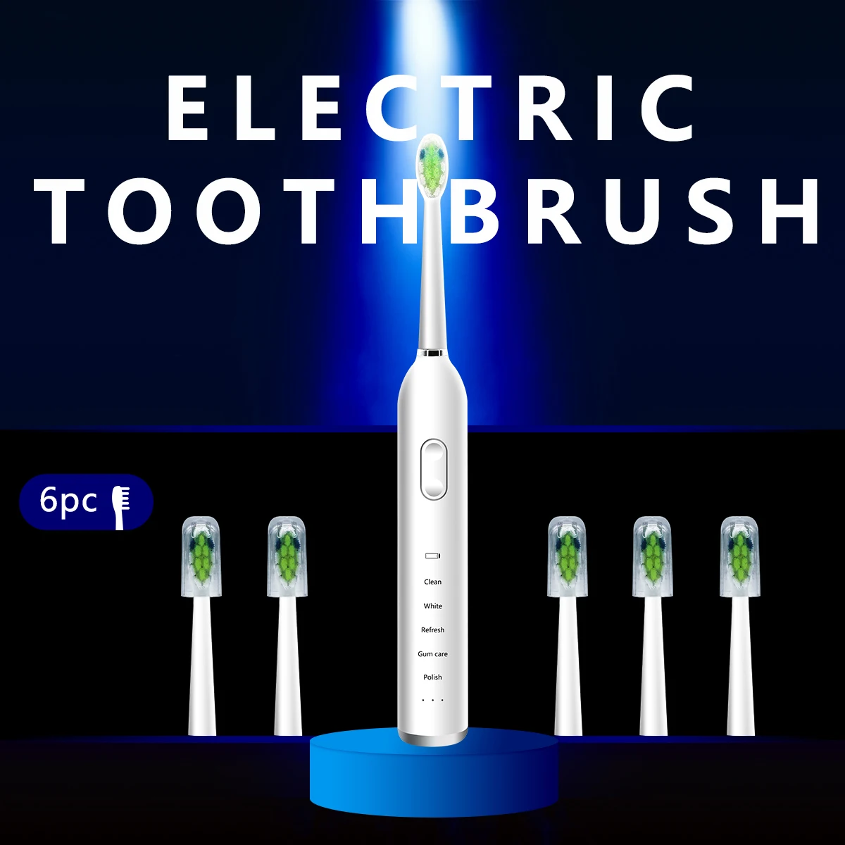 Sonic Electric Toothbrush with 6 Brush Heads Travel Case 32000-41000 VPM Adjustable Motor Wireless Charging 5 Modes for adults