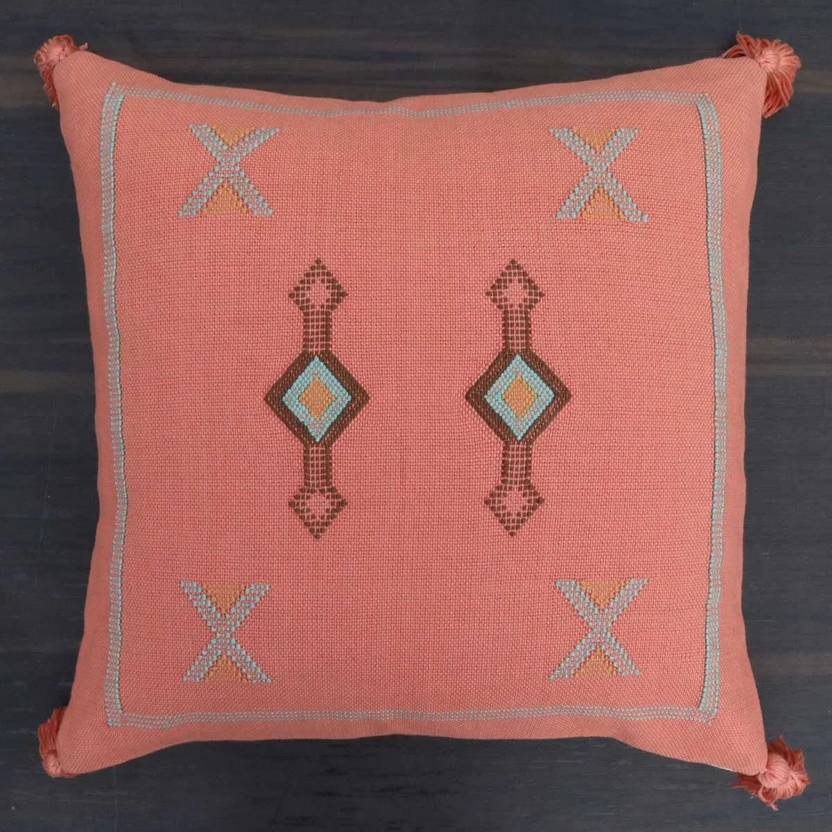 Sabra Silk Cushion Cover Cactus Silk Kilim Pillow Cover 20x20 inch boho cushion for home