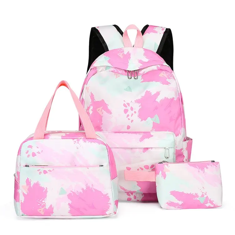 Factory full printing stylish school backpack 3pcs set  Backpack sets with lunch bag