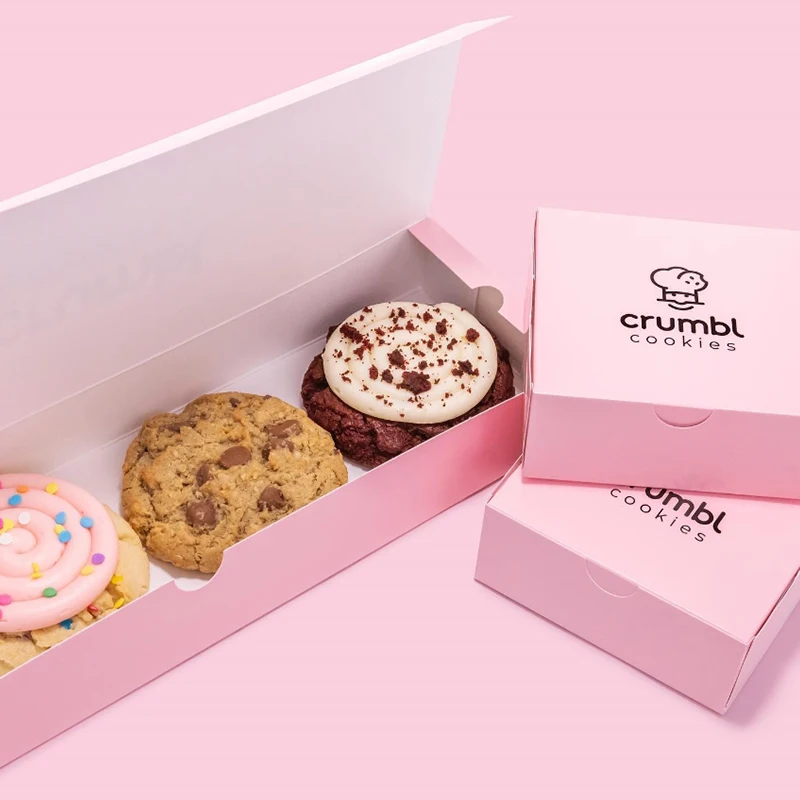 Custom Bakery Gift Pink Boxes 3 6 Pack Dozen Biscuit Cookie Box Package