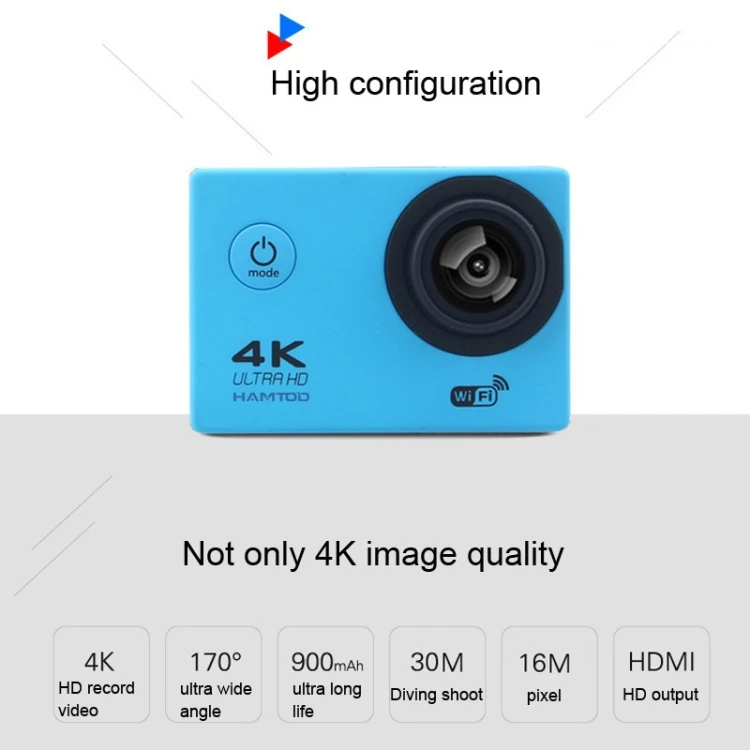  Оптовая продажа Спортивная Экшн-камера HAMTOD H9A HD 4K WiFi с водонепроницаемым