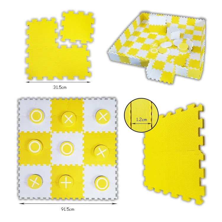 2 in 1 Reversible Giant Checkers and Tic Tac Toe Game 4ft x 4ft 100% High Density EVA Foam Mat Extra Large Jumbo Checkerboard