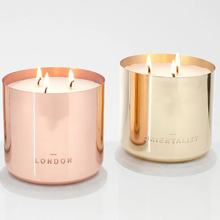 True Scent private label tin copper rose gold candle jar with soy wax luxury scented candle natural scented candle