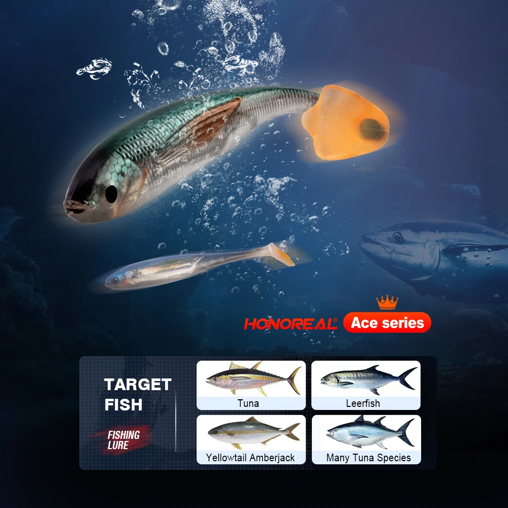 HONOREAL factory T-tailed softworm fishing soft lures wobblers paddle tail swim bait lure