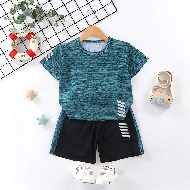 2024 New Arrival Wholesale New Kids Summer Unisex Boy Short Sleeve Basketball Two Piece Vest +Shorts Clothes Jogger Boys Set