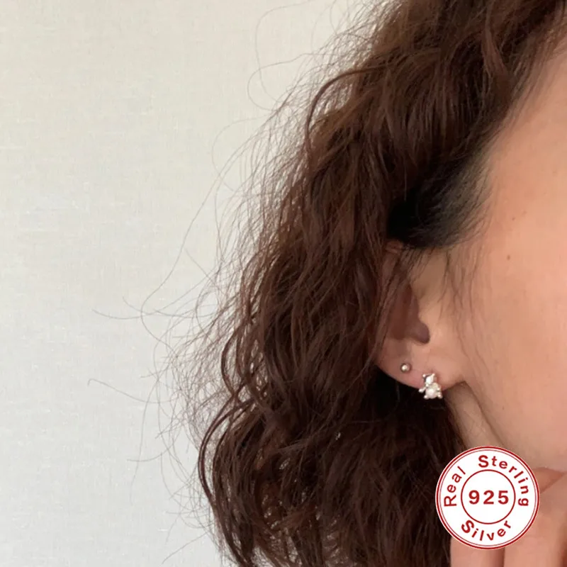 CANNER 2022 Fashion Jewelry 925 Sterling Silver Cute Small Bear Stud Piercing Earrings For Woman