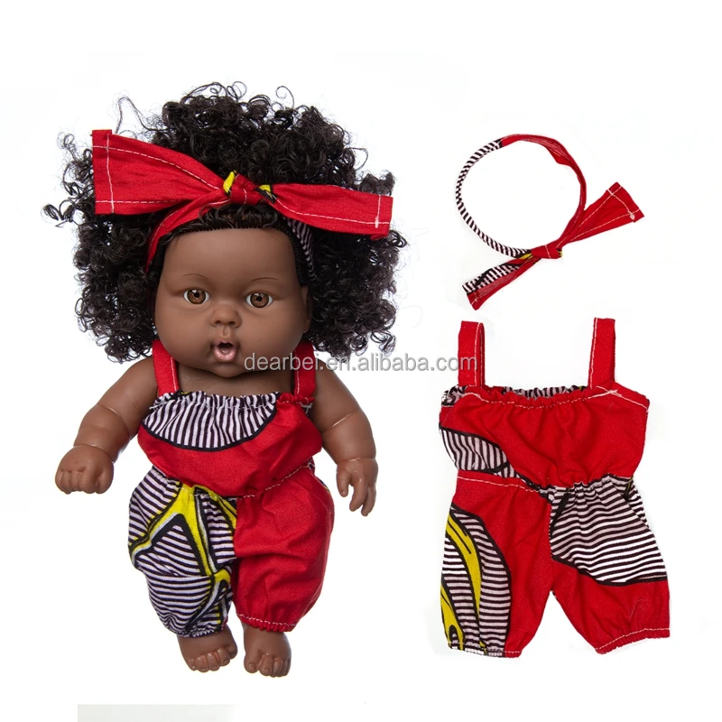 20cm Black African American Reborn Dolls Full Silicone Vinyl Gift Baby Black Dolls Bjd African Doll Girls Dress Up Children Toys