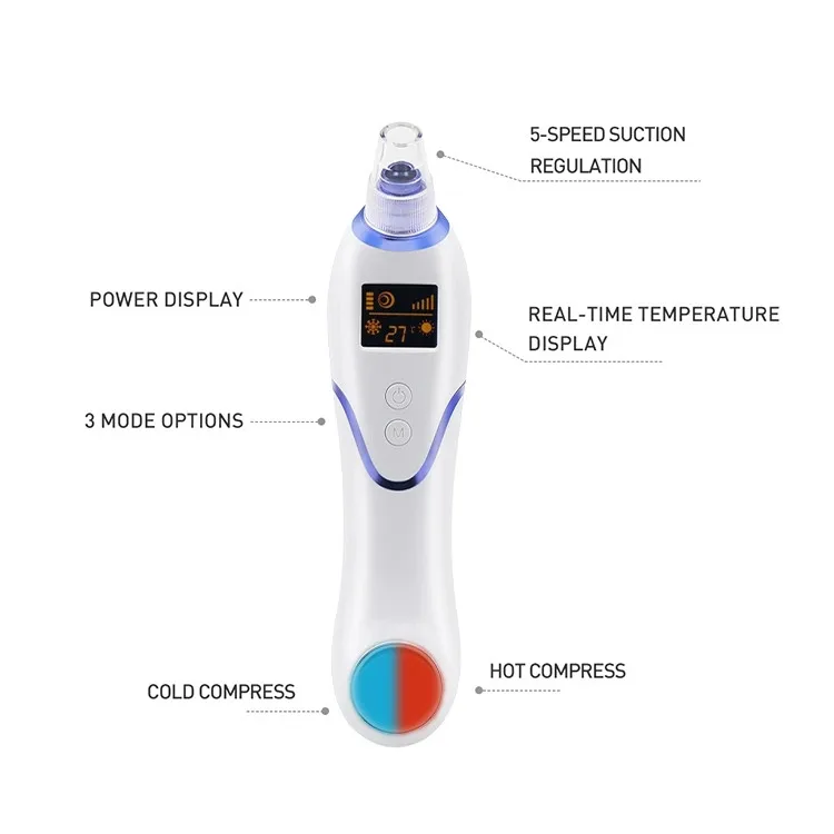 Skin care hot cool mini blackhead remover removal pore vacuum acne facial with vacuum suction
