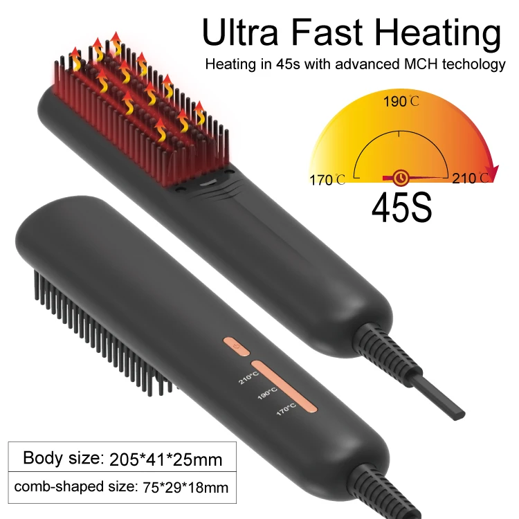 Escova Alisadora De Cabelo Custom Logo Wet Hair Brush Hot Air Electric Comb