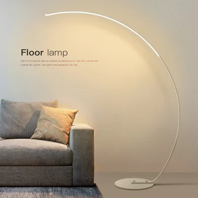 Nordic Arc Shape Floor Lamp Modern Led Dimmable Remote Control Standing Light For Living Room Bedroom Study Decor Lighting