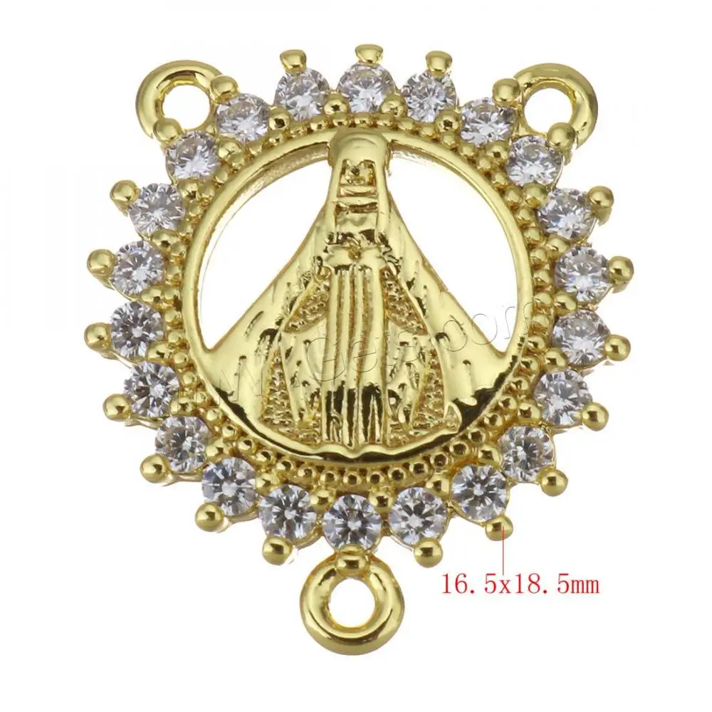 gold color plated brass connector cubic zirconia for jewelry making 1395772