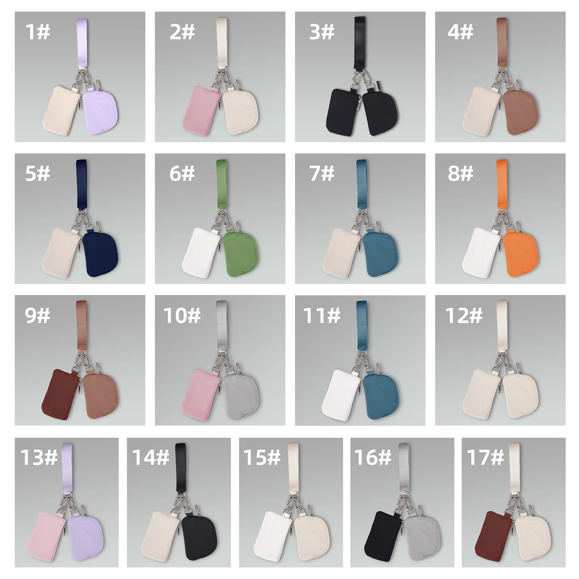 Luxury Fashion Double Wrist Nylon Wallet Coin Bag with Custom Logo Dual Pouch Wristlet Key Chain Bracelet Card Holder Wallet