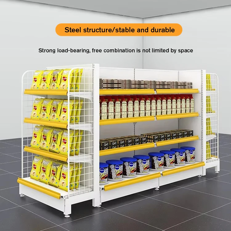 Heavy-Duty Single-Sided Modern Metal Supermarket Shelves Open Car Display Racks Supermarket Grocery Stores