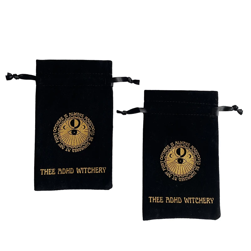 Индивидуальный дизайн черные бархатные сумки для духов на шнурке упаковки косметики с золотым логотипом