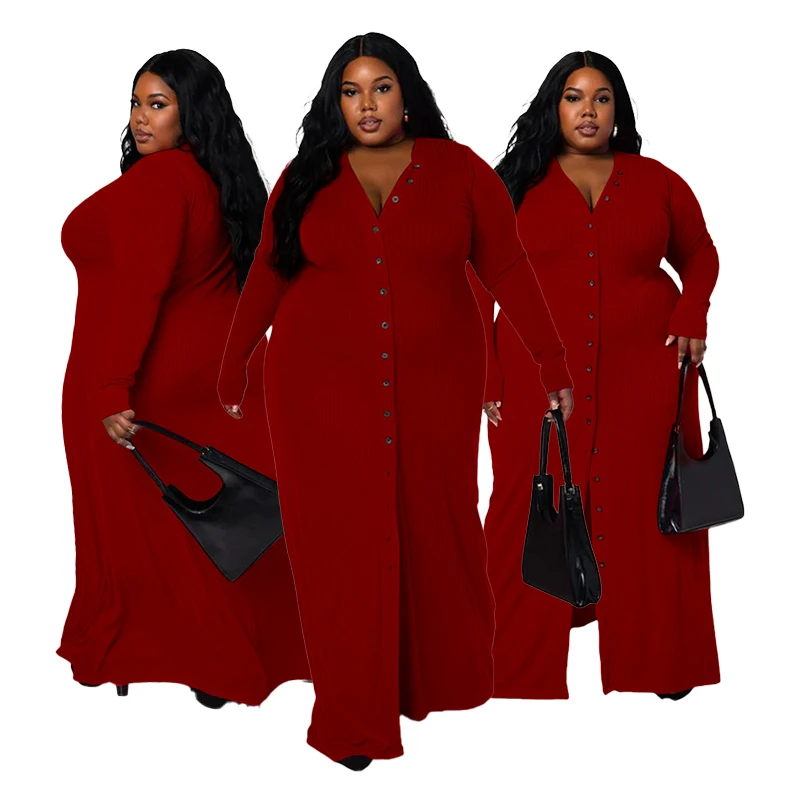 2023 Spring Wholesale Summer Women Long Sleeve Plus Size  Casual Women Dress Clothings