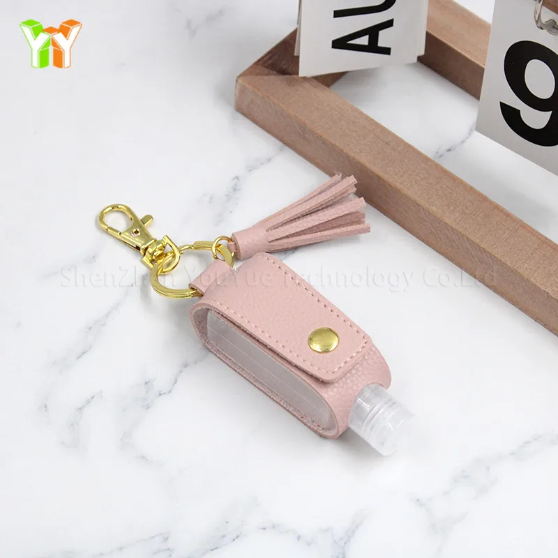 В наличии, кожаный чехол для дезинфицирующего средства для рук 30 мл, держатель, брелок-спрей с кожаным перцем и бутылкой 30 мл