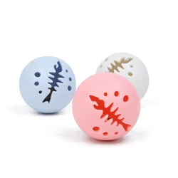 Fish bone teething cat ball bell mint glowing ball dog cat gnawing toy ball pet dog cat interactive toy