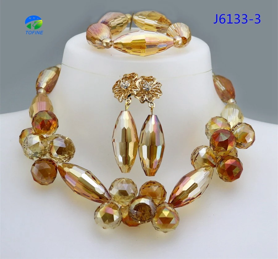 Hot selling nigerian beads jewelry sets african party jewelry sets for ladies party