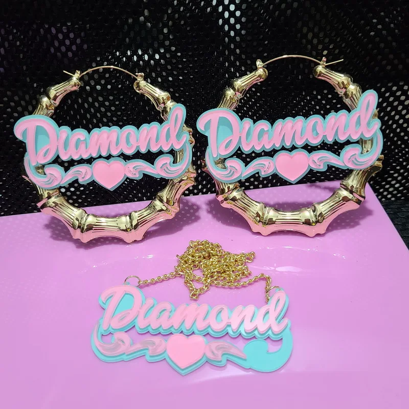 2021 new products launch custom-shaped acrylic unicorn earrings DIY bamboo earrings hip-hop fashion jewelry