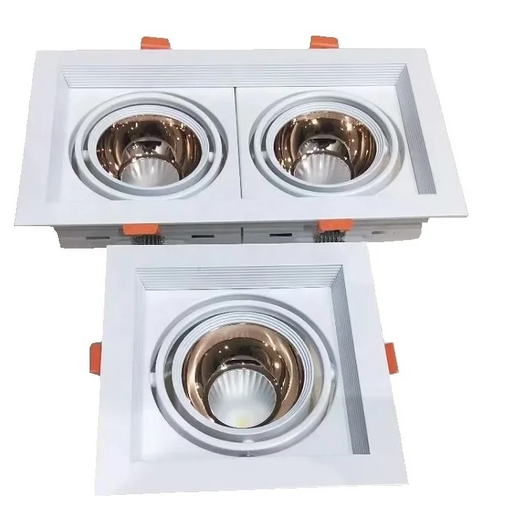 Saa anti-glare hotel recessed square single double twin adjustable gold 15w cob chrome reflector led downlight