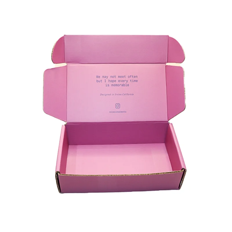 Custom logo pink shipping box for dress shoes cartoon Folding mailer Box