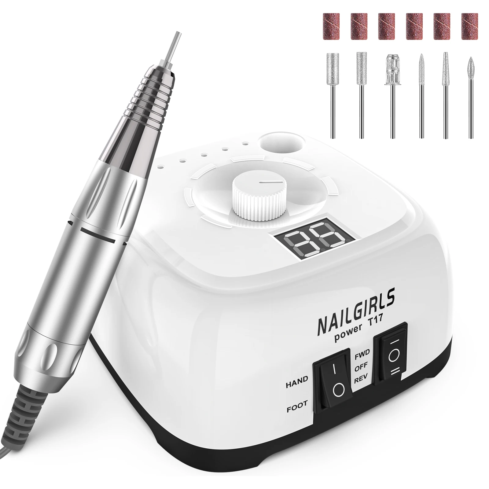NAILGIRLS Low Noise Vibration Professional Electric Nail Drill Machine Nails File for Remover Polisher Manicure Pedicure