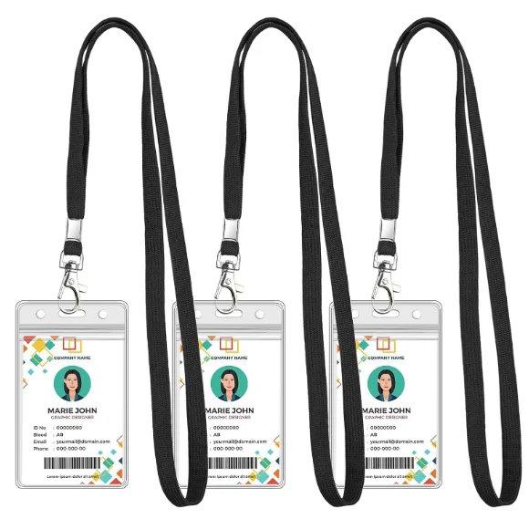 Clear ID Badge Holder with Lanyard Black Lanyards with Vertical Waterproof ID Badge Holder for Office, School, Travel