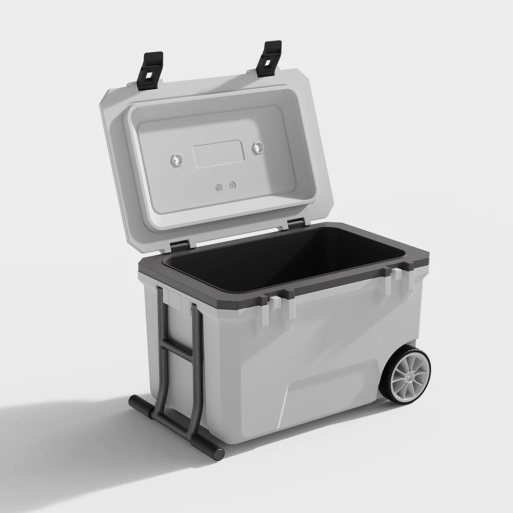 50L Wheeled Cooler Large Capacity Mobile Cooler Camping Picnic Lunch Box Food Storage Hard Cooler Box